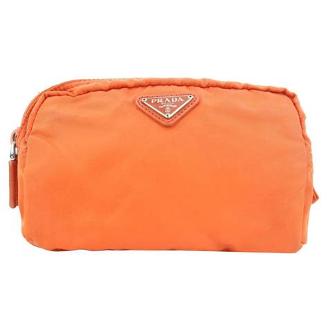 prada cosmetic pouch orange|prada tessuto nylon pouch.